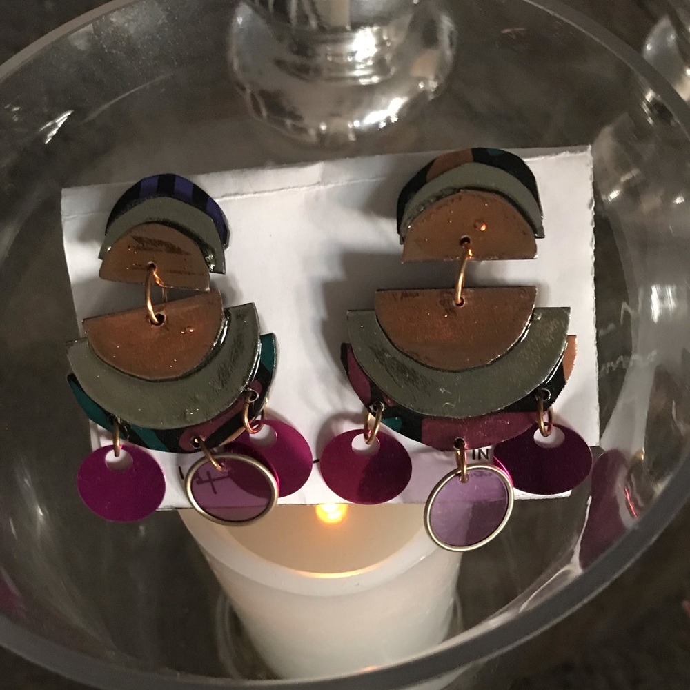PAPIERCO EARRINGS MARDI GRAS RIBBONS